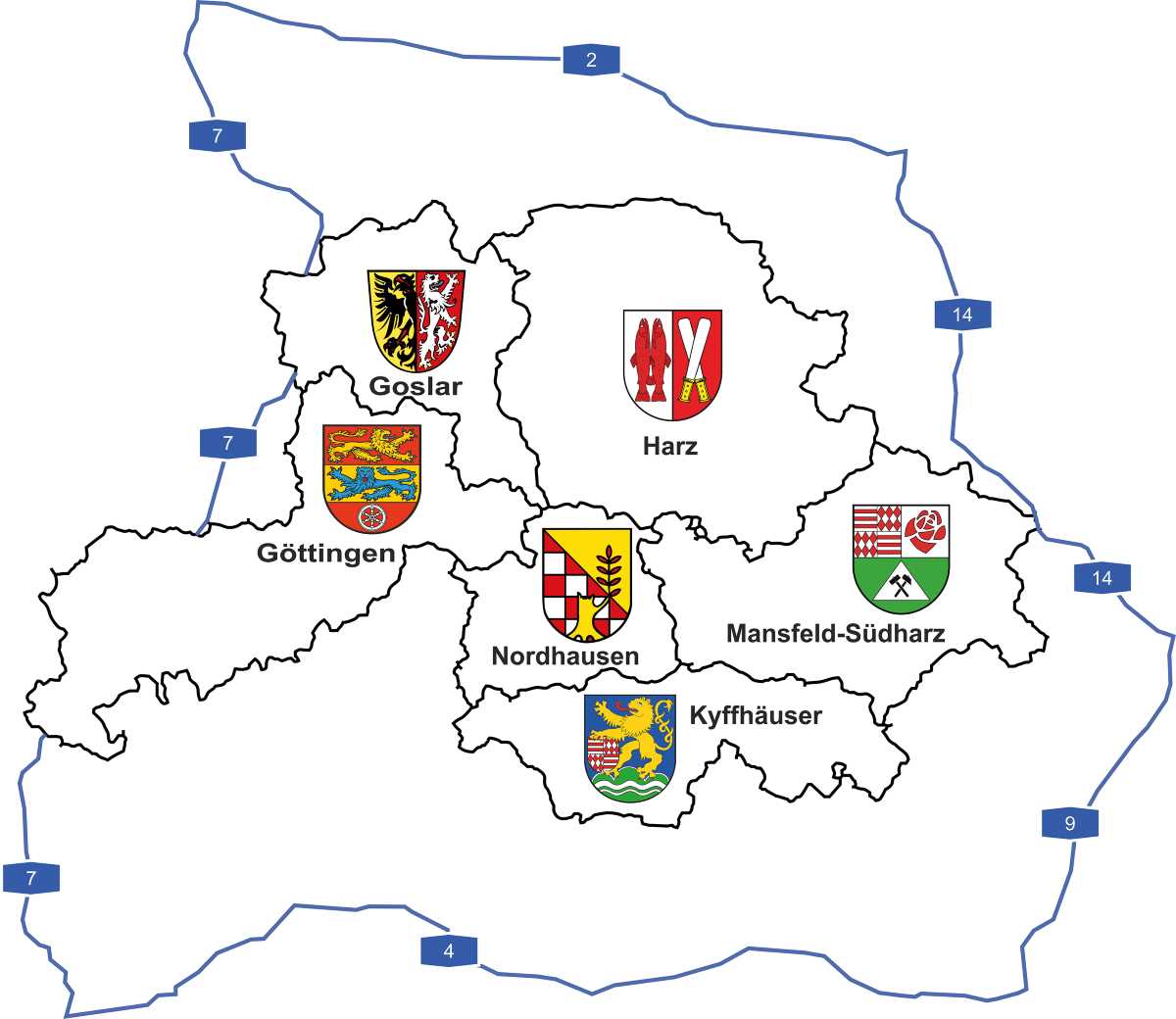 Regionale Landkarte mit Wappen